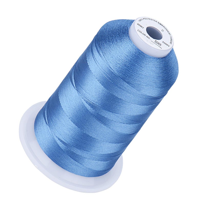 سيمثريد خيط تطريز Simthread 5500Yds، 5000 متر عالي الياردات 40WT 100% خيط بوليستر - 170+ ألوان زاهية، تصنيف عالي السرعة - متوافق مع Brother، Singer، Janome والمزيد - Periwinkle S065 - Image 1